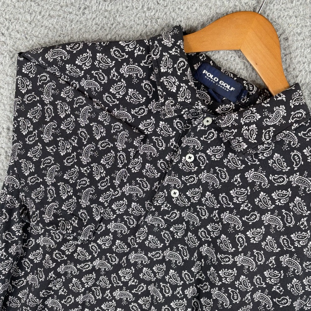 Polo Ralph Lauren Shirt Mens Large Paisley Golf AOP Vintage Y2K Short Sleeve